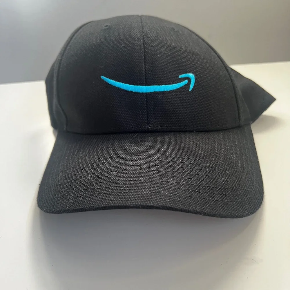 Amazon EWR4 Leadership CornerStone Canvas Snapback Hat Black Teal Smile Logo